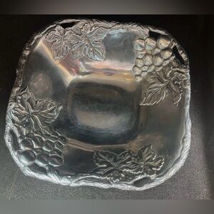 Vintage Arthur Court Grapes Design Silver Square Serving Bowl